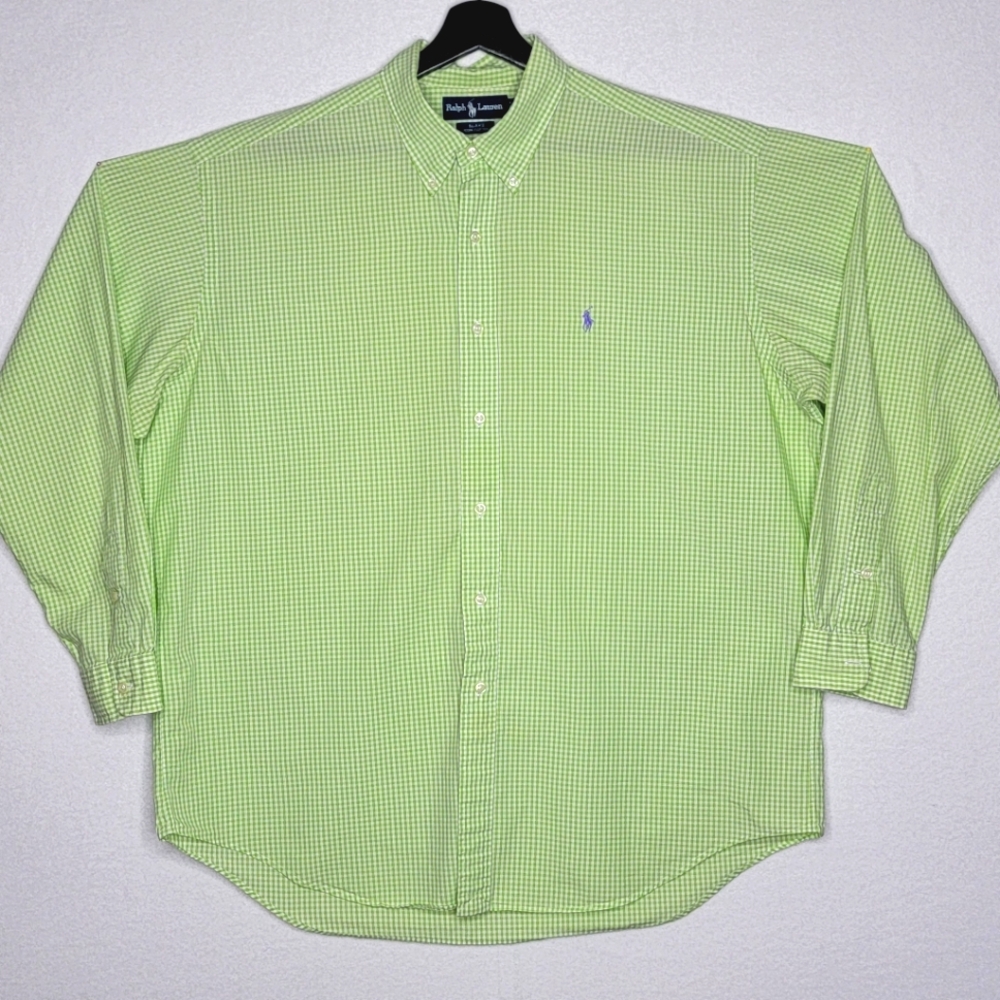 Polo by‎ Ralph Lauren Men's Green Checkered Shirt #841